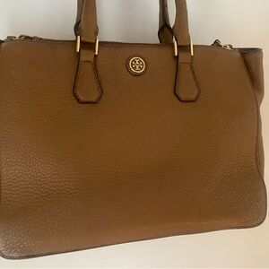 Brown Leather Tory Burch Tote Bag